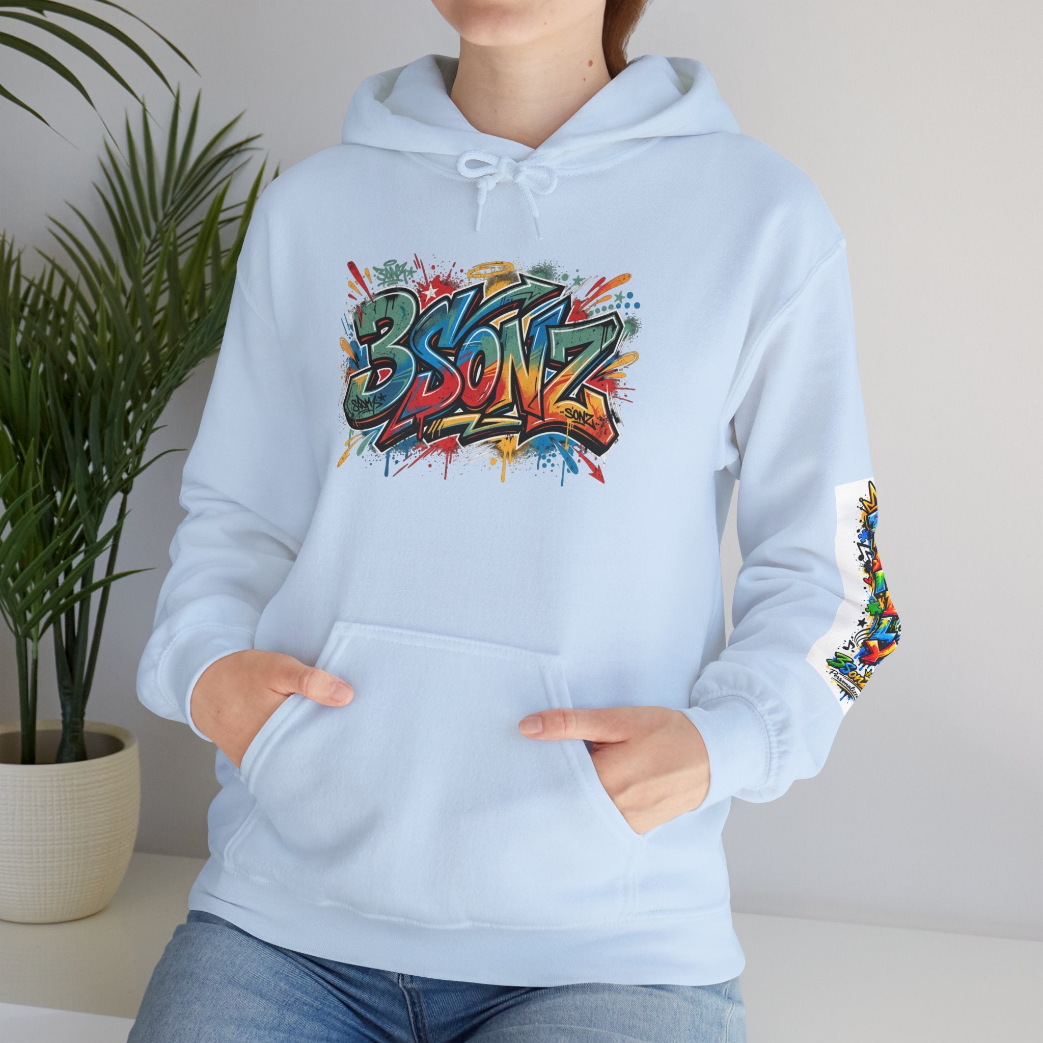 Graffiti Family Hoodie – Colorful Street Art Pullover ("Family" & "3Sonz")