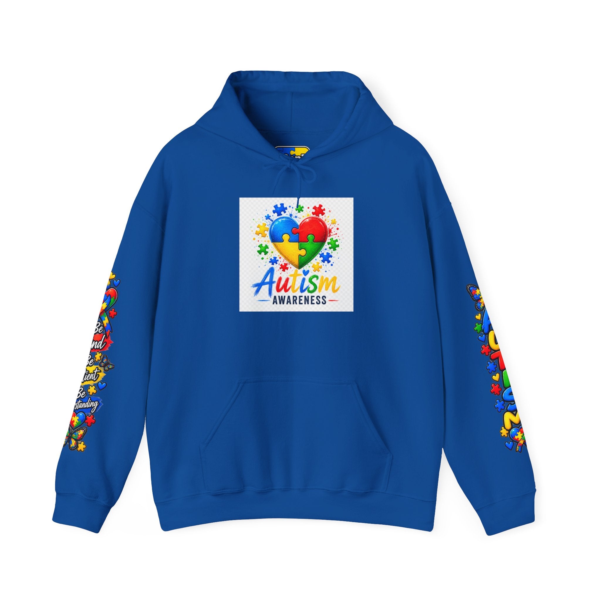 Autism Awareness Puzzle Heart Hoodie | Colorful Puzzle Sleeve Design