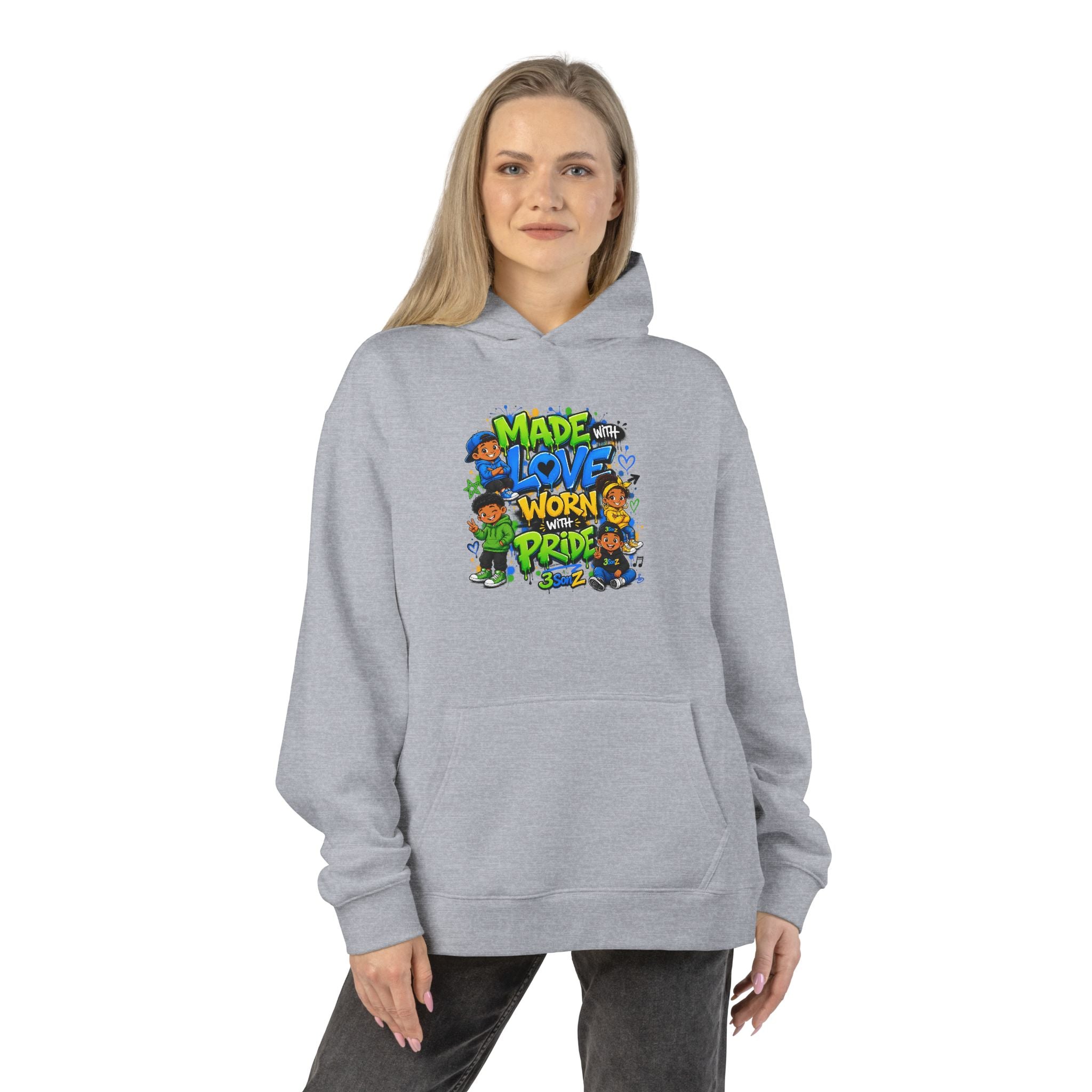 Pride Hoodie — "Made with Love Worn with Pride" Floral Rainbow Design