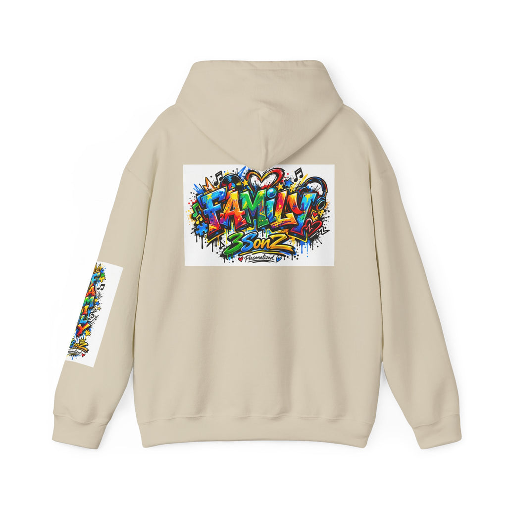 Graffiti Family Hoodie – Colorful Street Art Pullover ("Family" & "3Sonz")