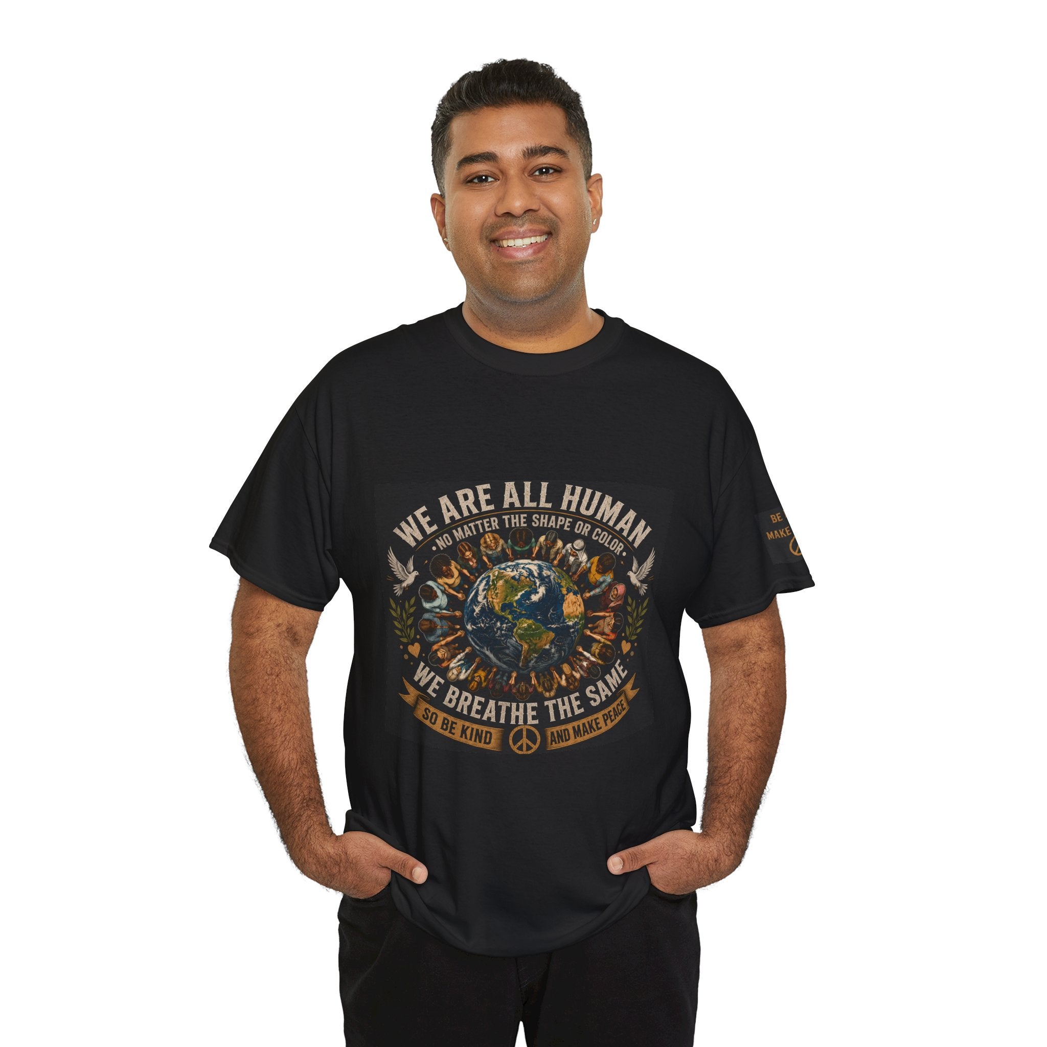 We Are All Human Earth Illustration T-Shirt | Peace, Unity, Be Kind
