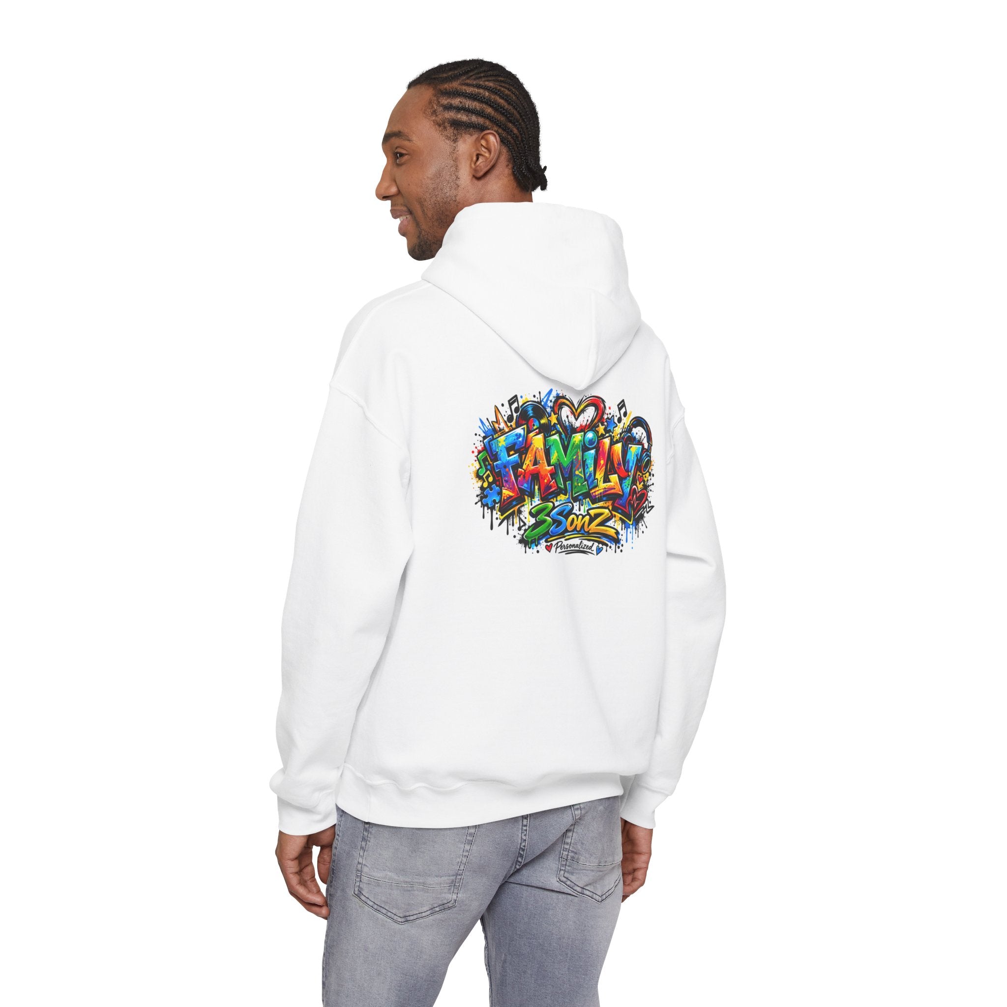 Graffiti Family Hoodie – Colorful Street Art Pullover ("Family" & "3Sonz")
