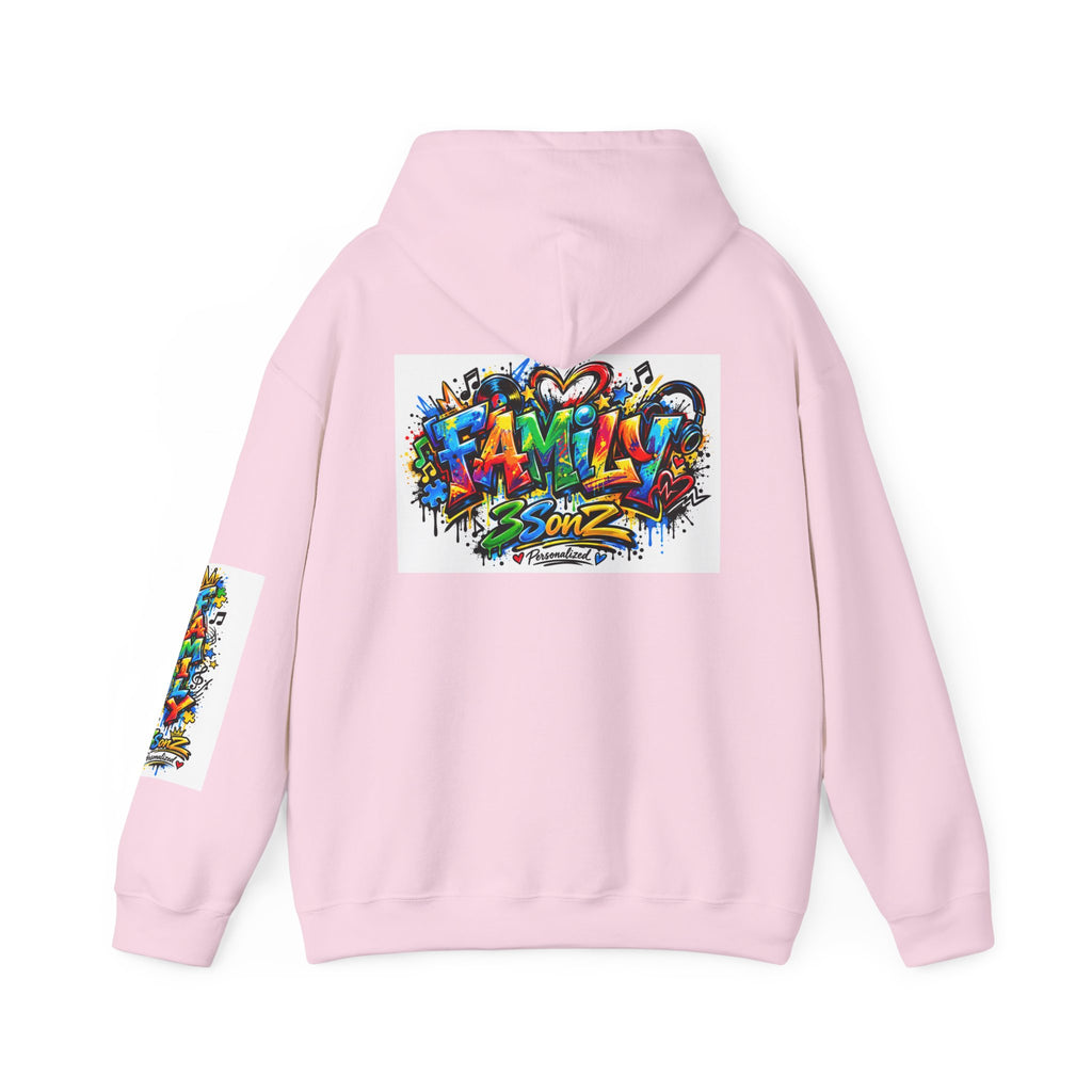 Graffiti Family Hoodie – Colorful Street Art Pullover ("Family" & "3Sonz")
