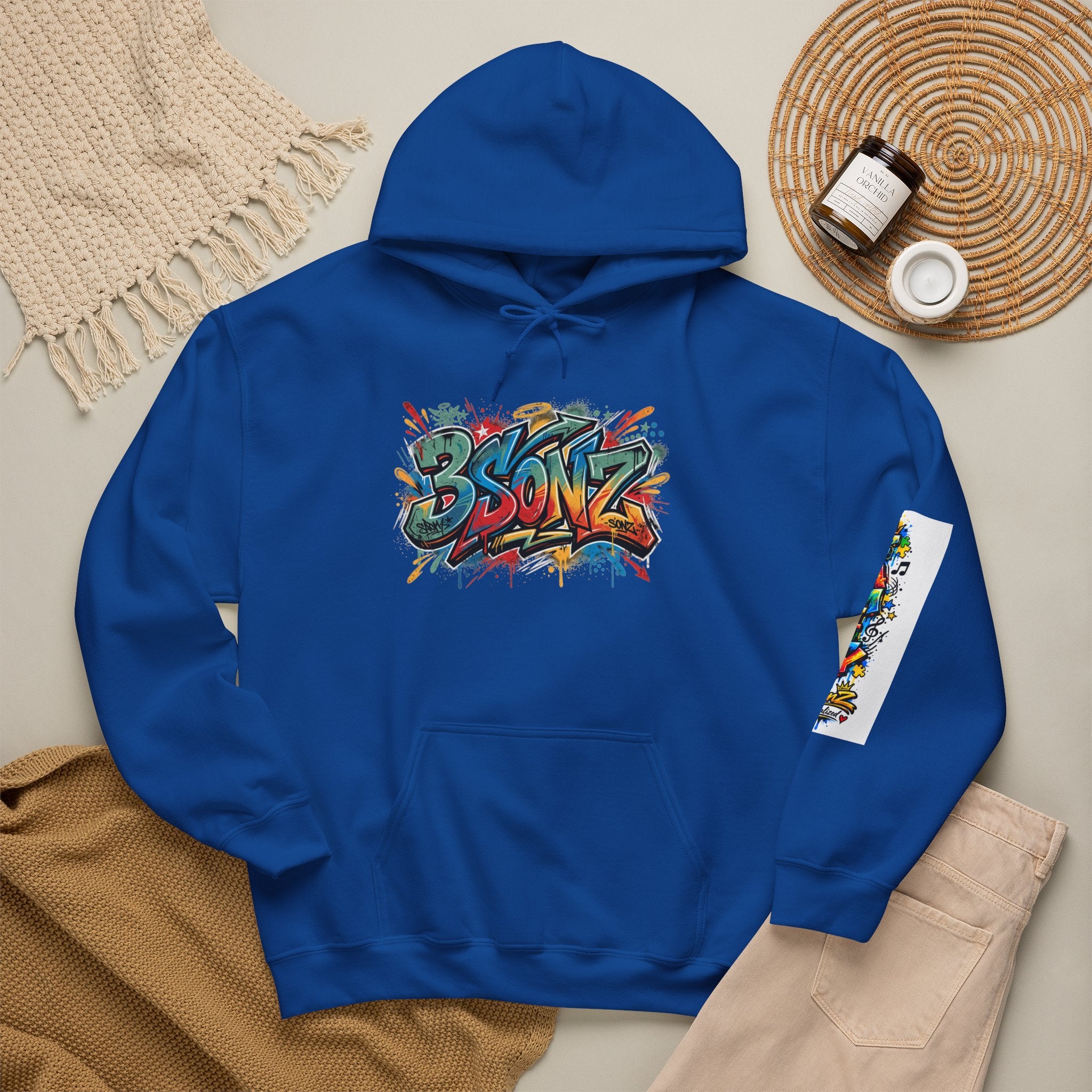 Graffiti Family Hoodie – Colorful Street Art Pullover ("Family" & "3Sonz")
