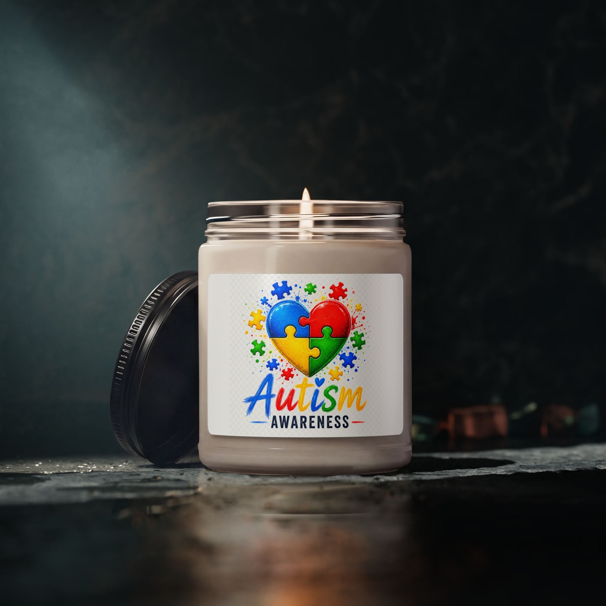 Autism Awareness Puzzle Heart Candle | Scented Soy 9oz