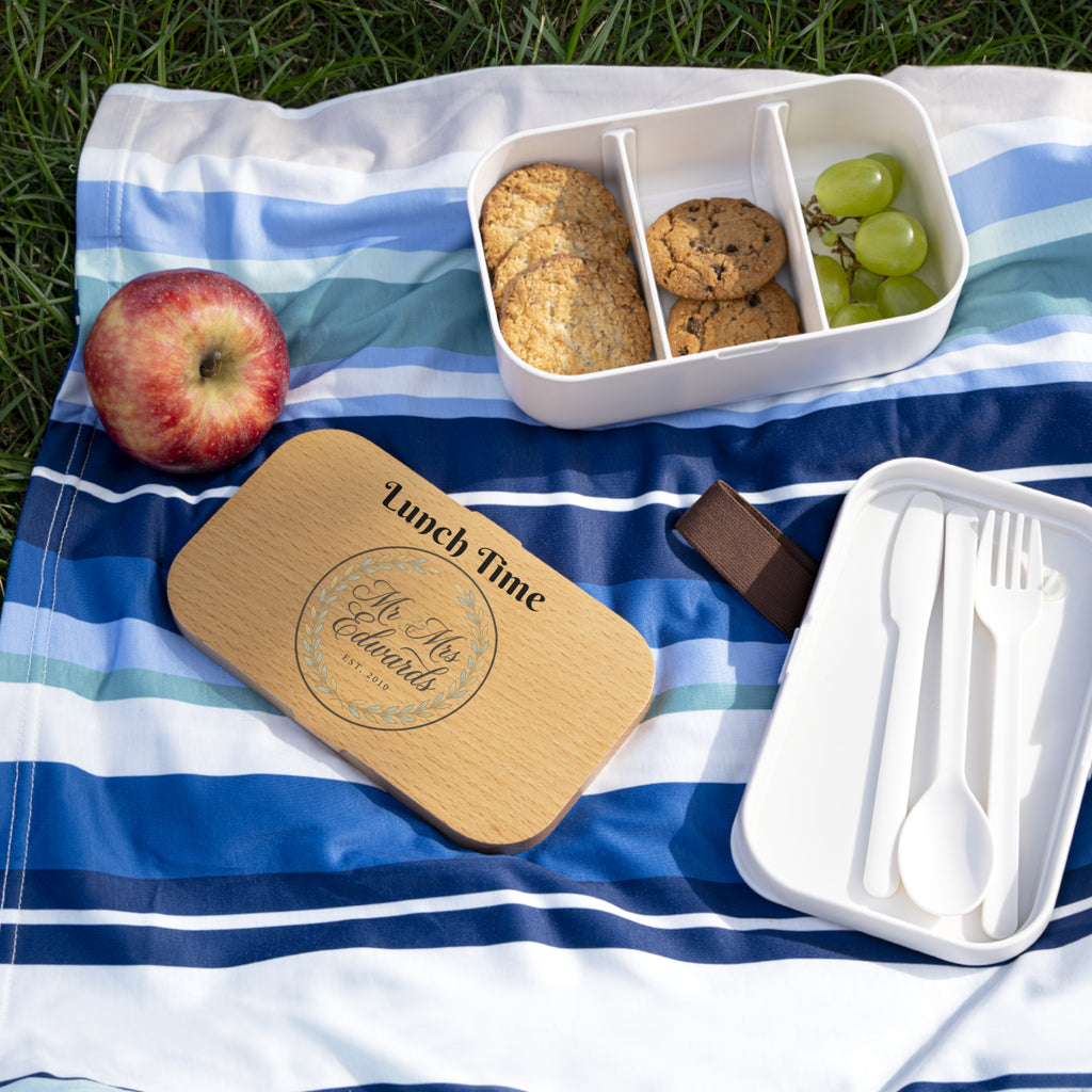 Personalized Monogram Laurel Lunch Time Bento Box | Custom Name Lunchbox