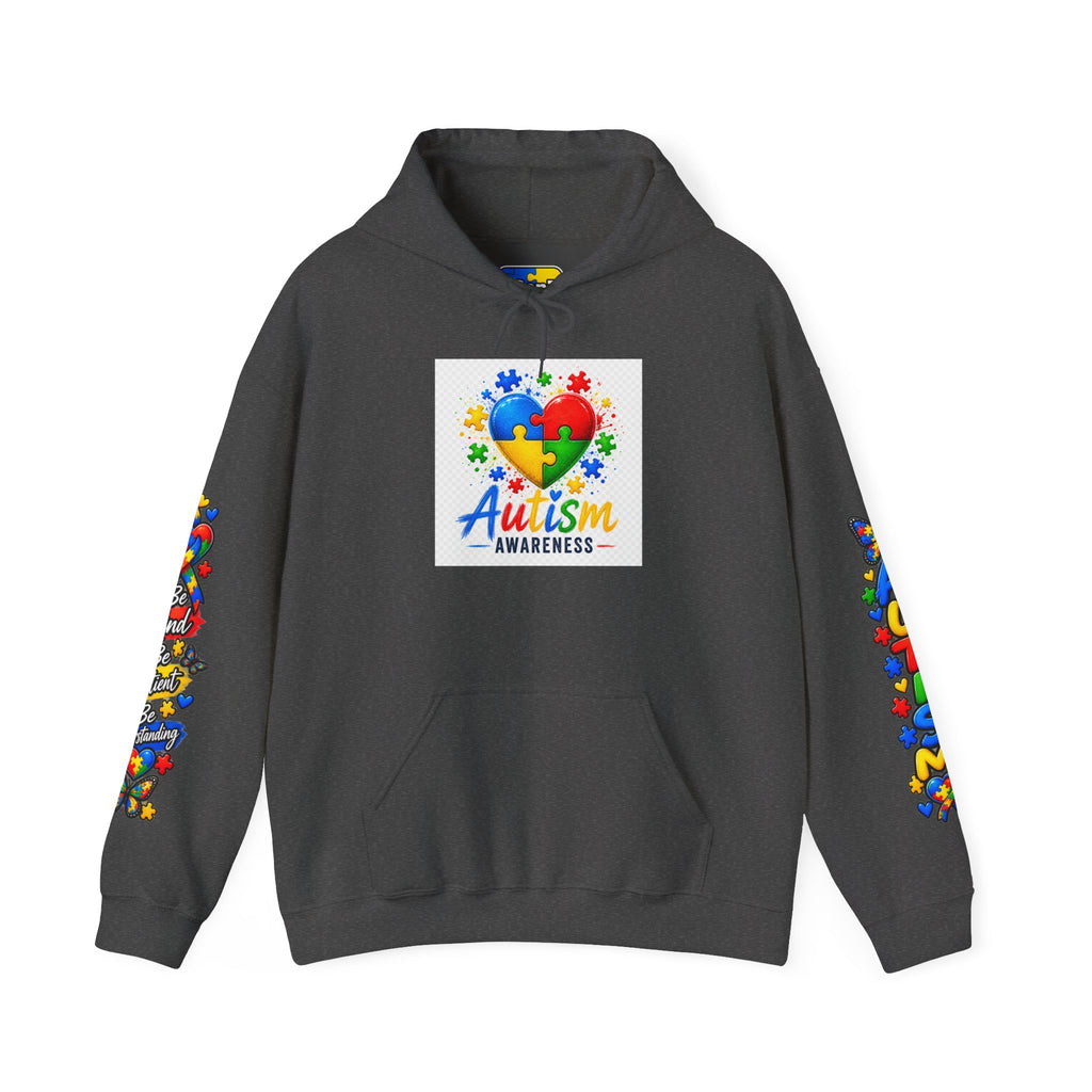 Autism Awareness Puzzle Heart Hoodie | Colorful Puzzle Sleeve Design