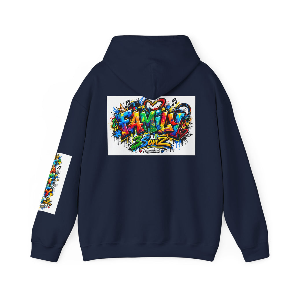 Graffiti Family Hoodie – Colorful Street Art Pullover ("Family" & "3Sonz")