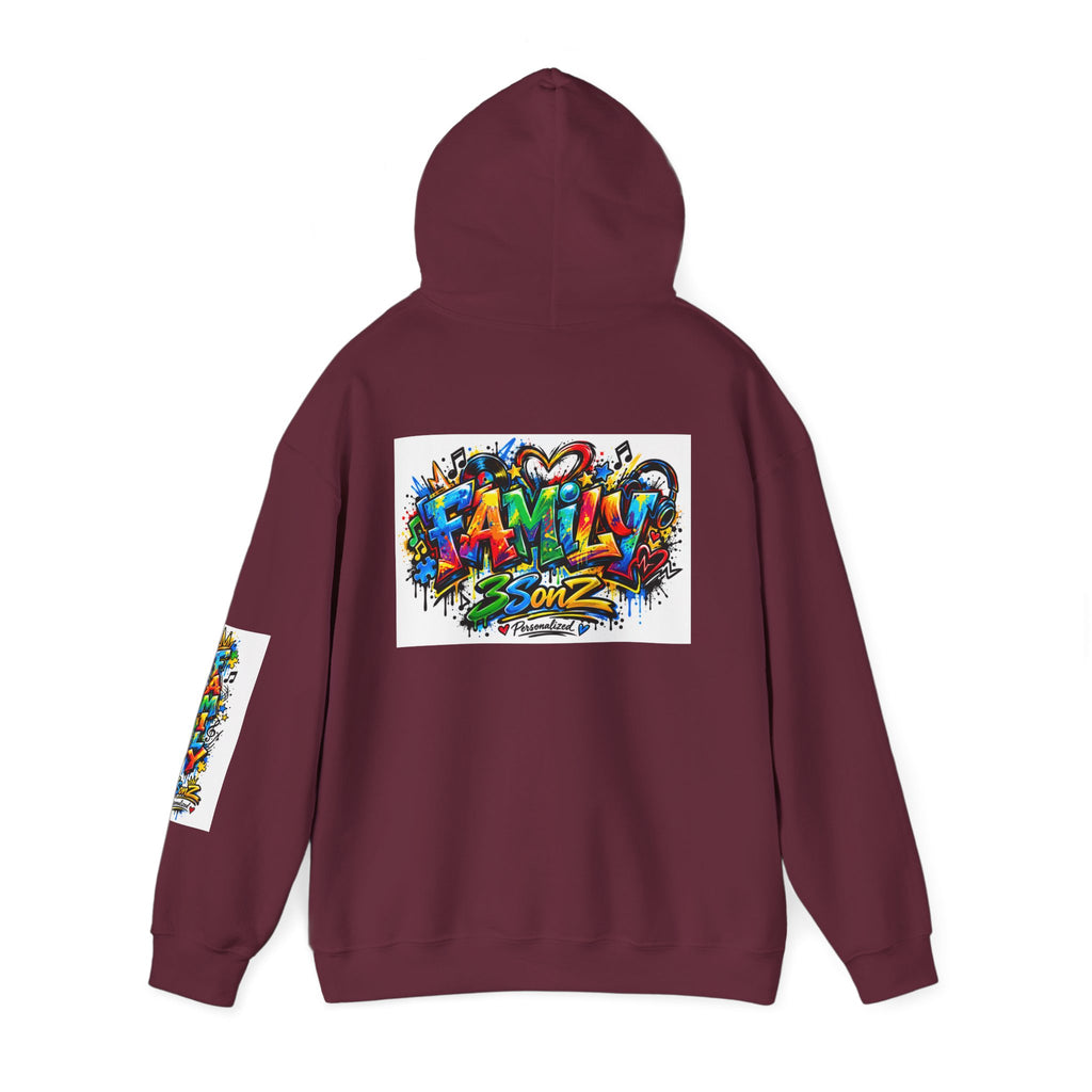 Graffiti Family Hoodie – Colorful Street Art Pullover ("Family" & "3Sonz")