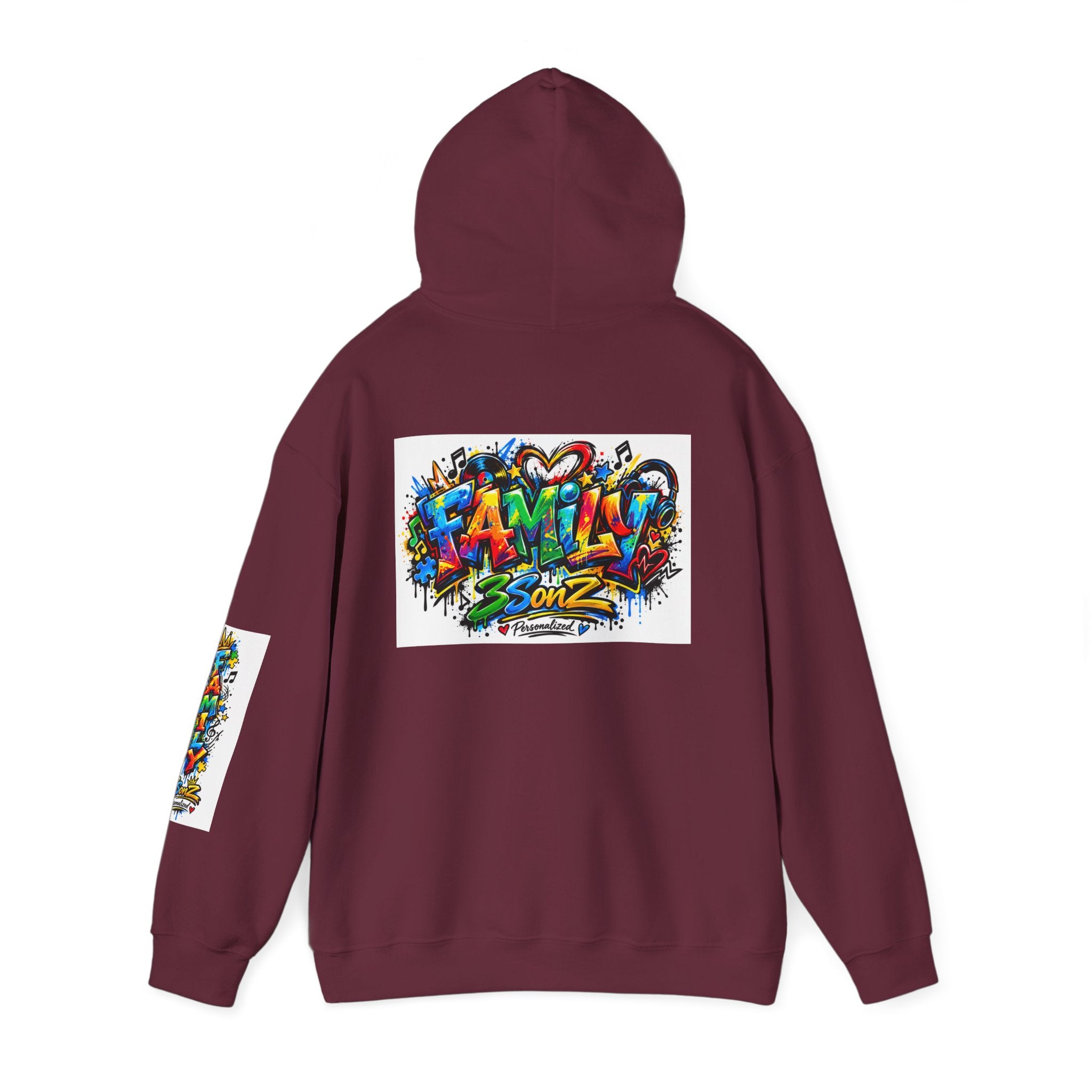 Graffiti Family Hoodie – Colorful Street Art Pullover ("Family" & "3Sonz")