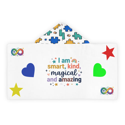 3SonZ I am smart kind magical and amazing Youth Hooded Towel | Rainbow affirmation