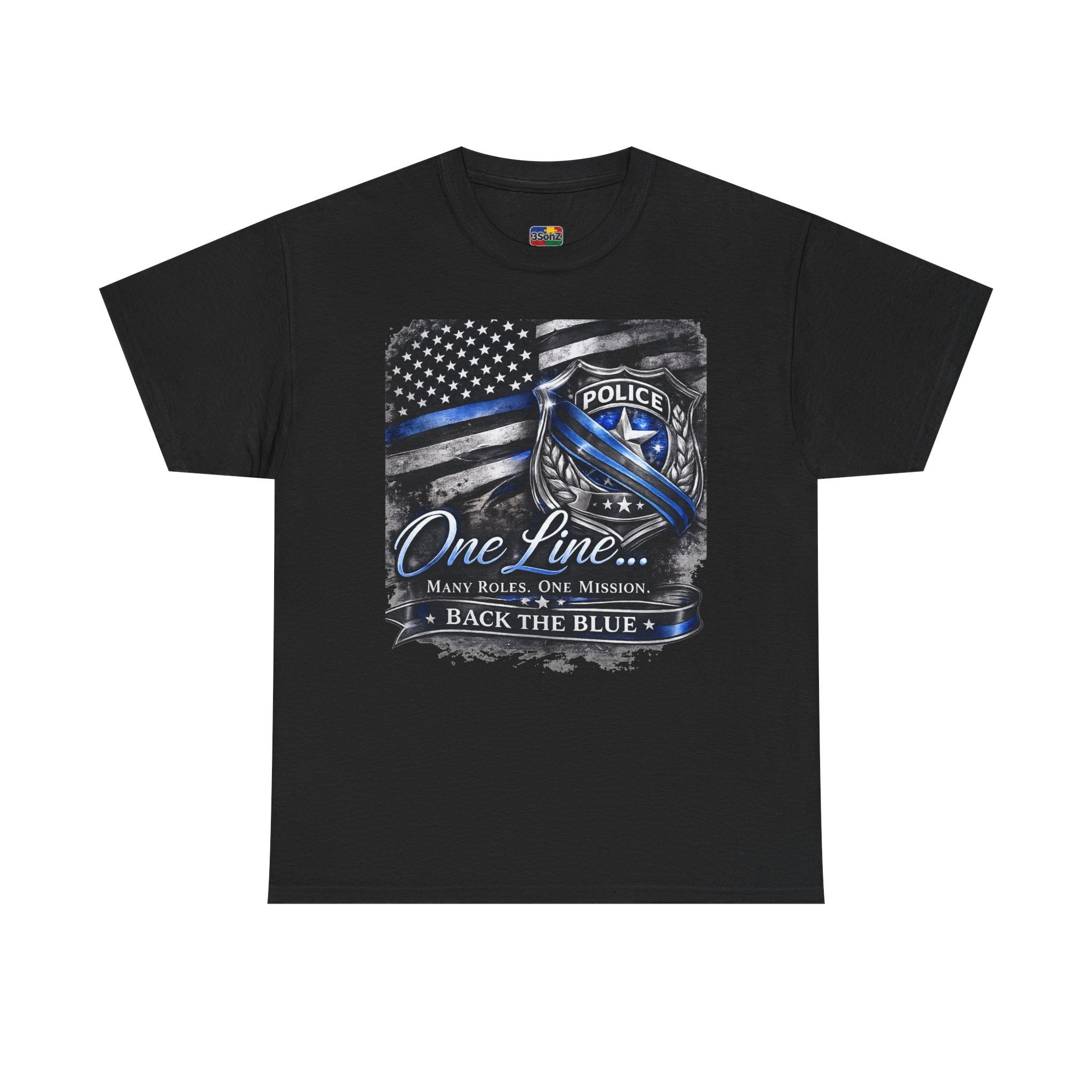 Back the Blue Police Badge Tee | One Line Many Roles One Mission