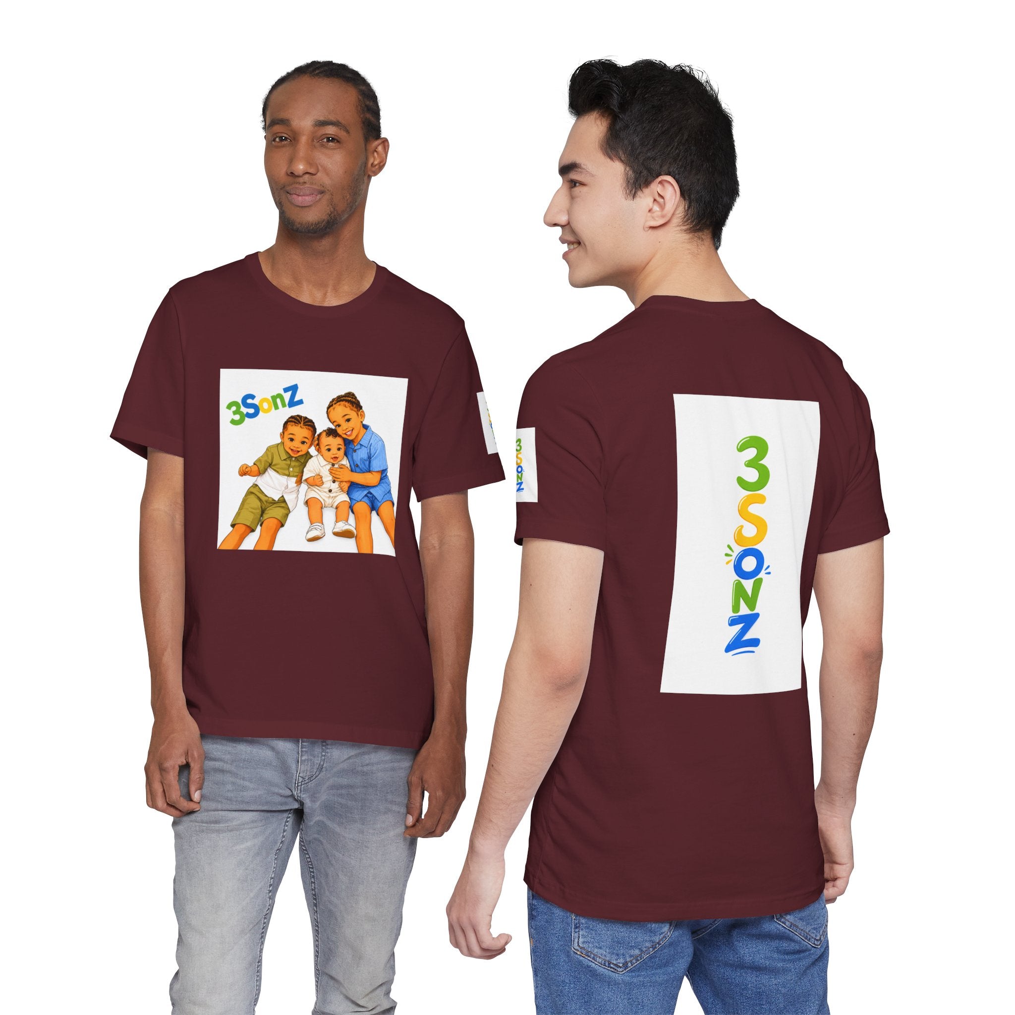 3Sonz Kids Illustration Tee | Siblings Cartoon Portrait T-Shirt