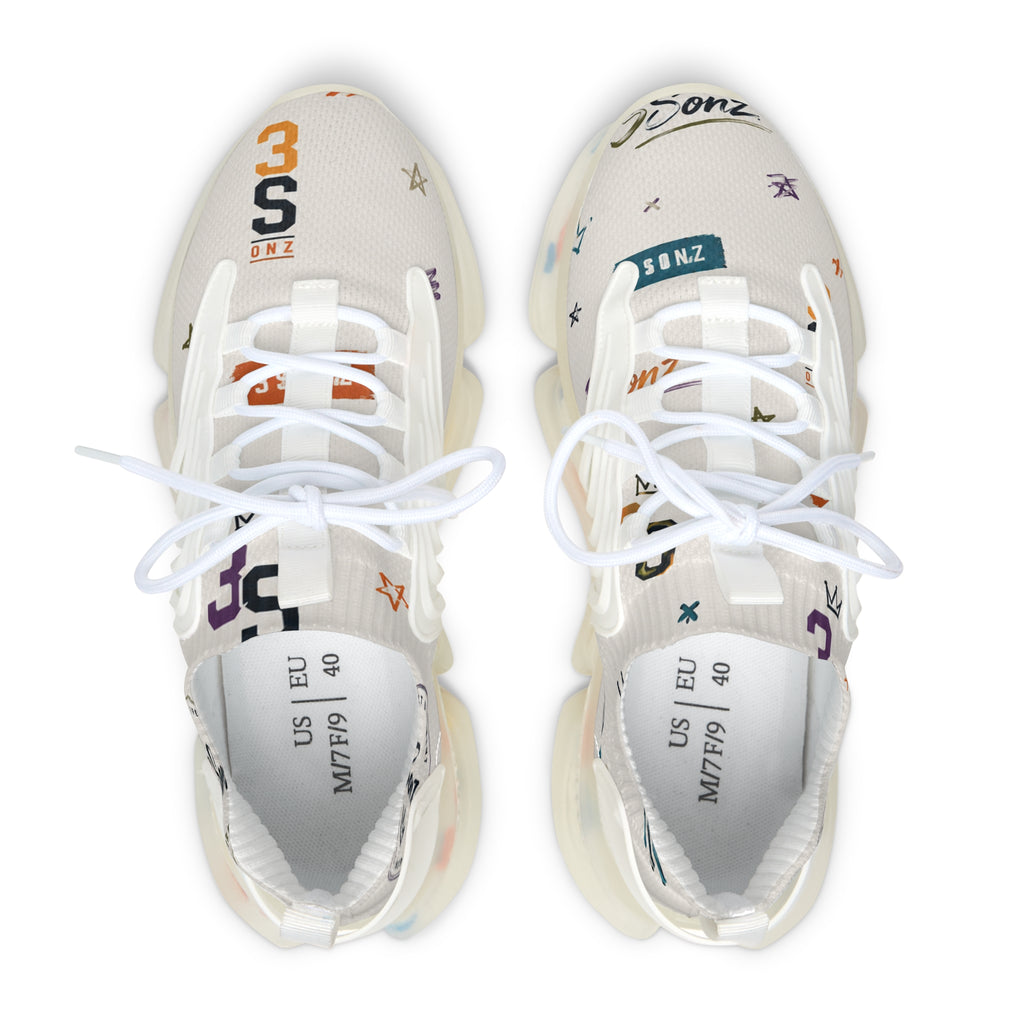3SonZ Multicolor Number & Star Pattern Women's Mesh Sneakers | Breathable Athletic Shoes