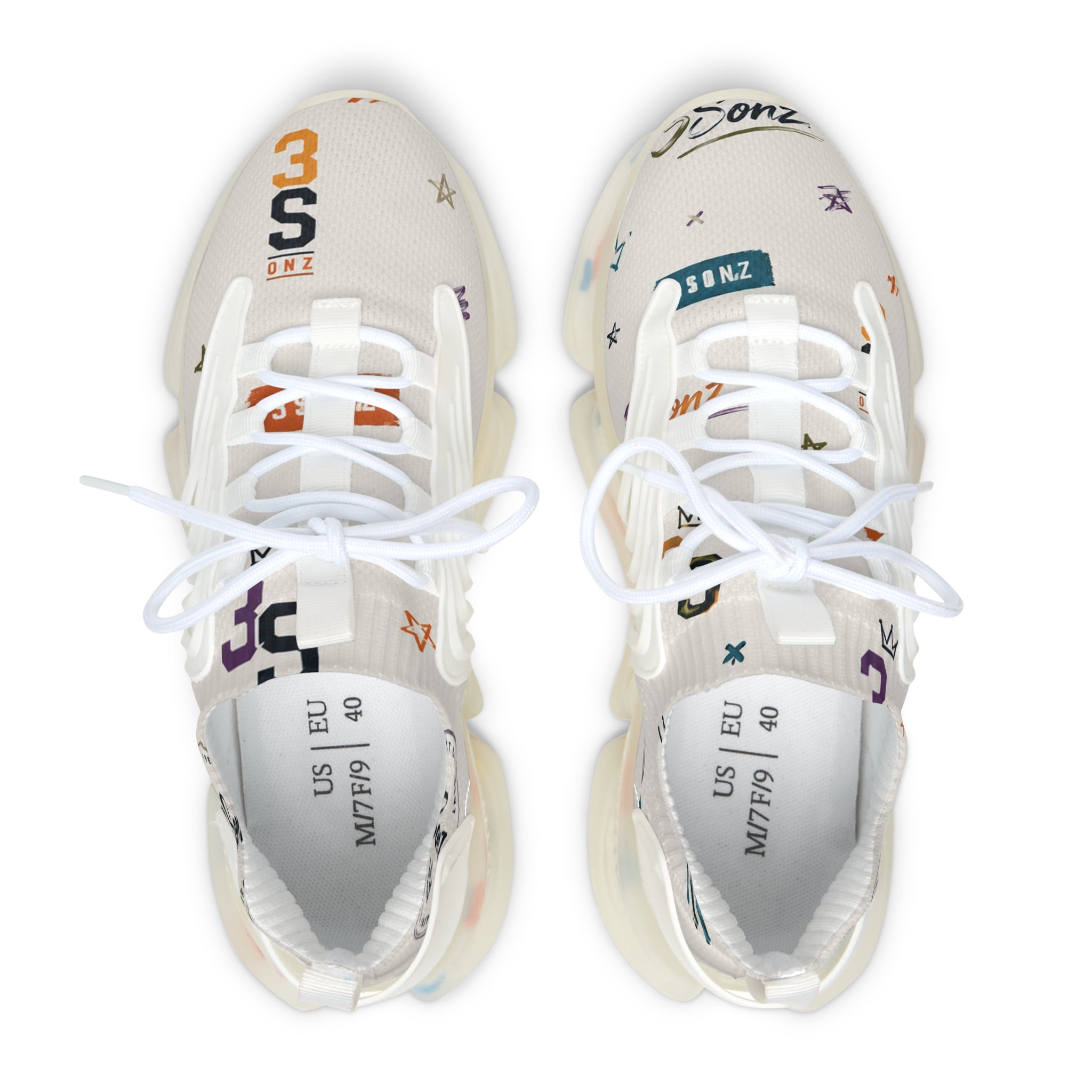 3SonZ Multicolor Number & Star Pattern Women's Mesh Sneakers | Breathable Athletic Shoes