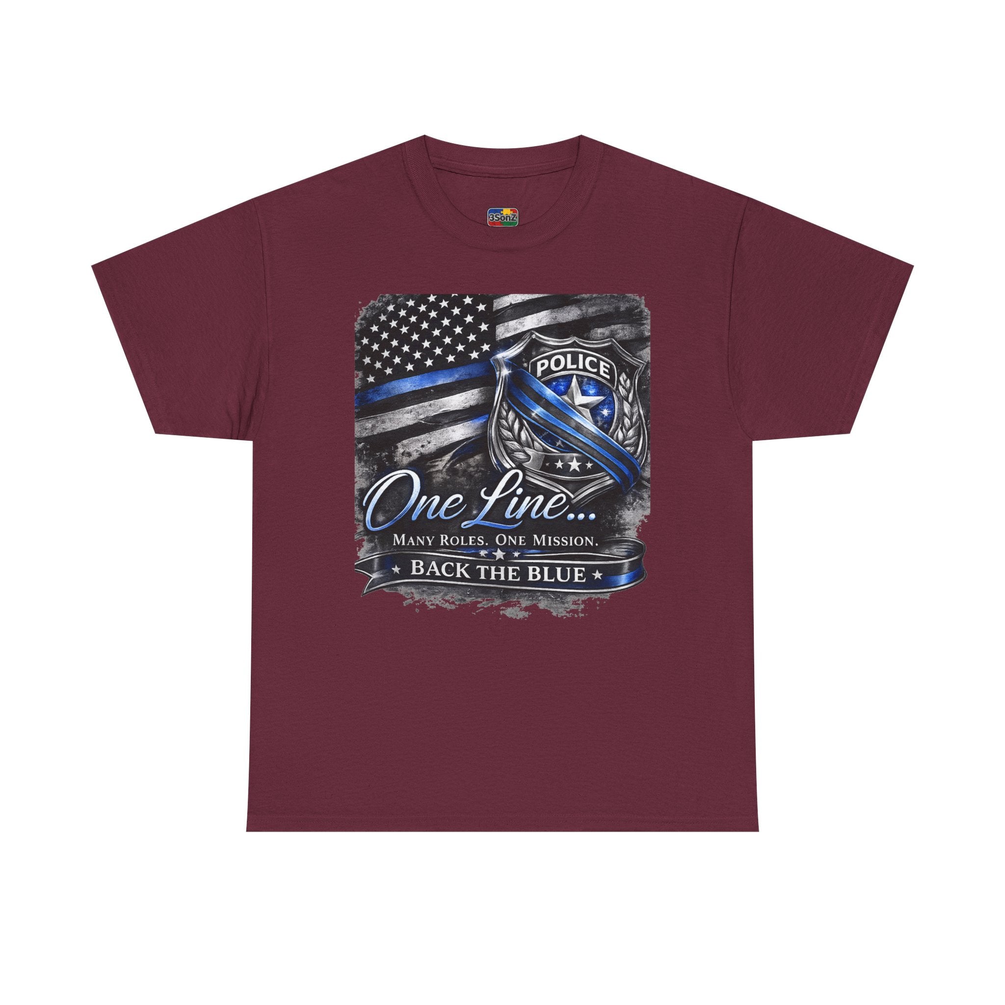Back the Blue Police Badge Tee | One Line Many Roles One Mission
