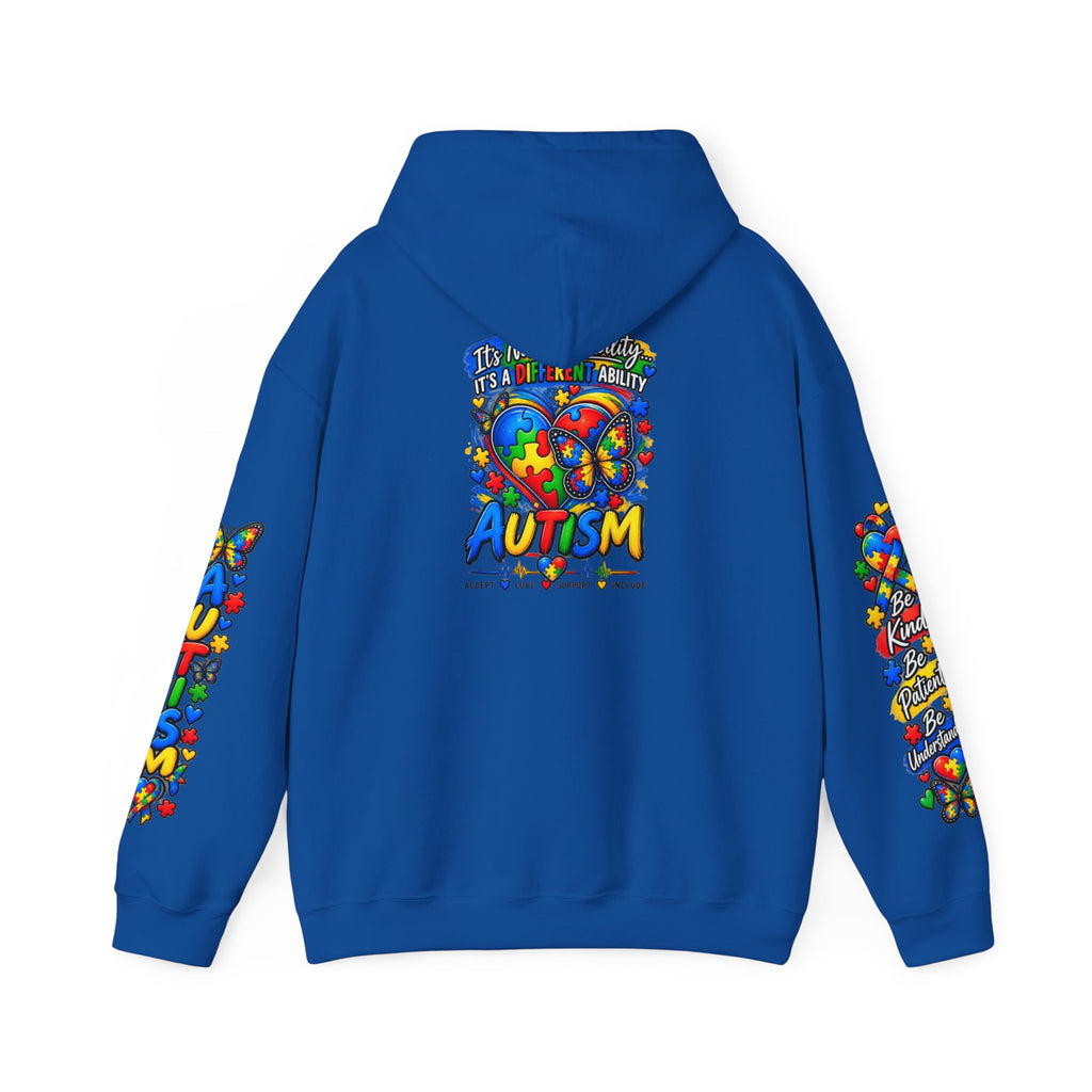 Autism Awareness Puzzle Heart Hoodie | Colorful Puzzle Sleeve Design
