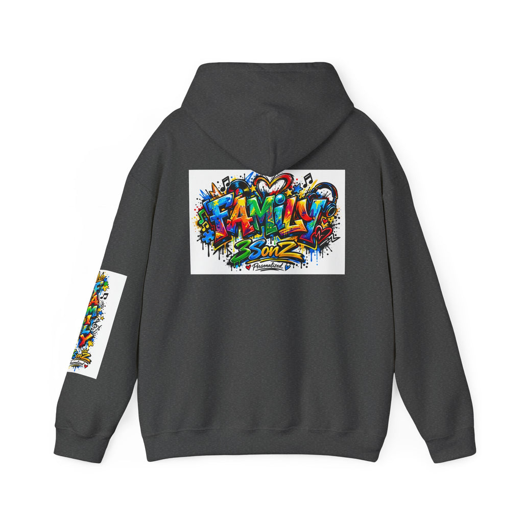 Graffiti Family Hoodie – Colorful Street Art Pullover ("Family" & "3Sonz")