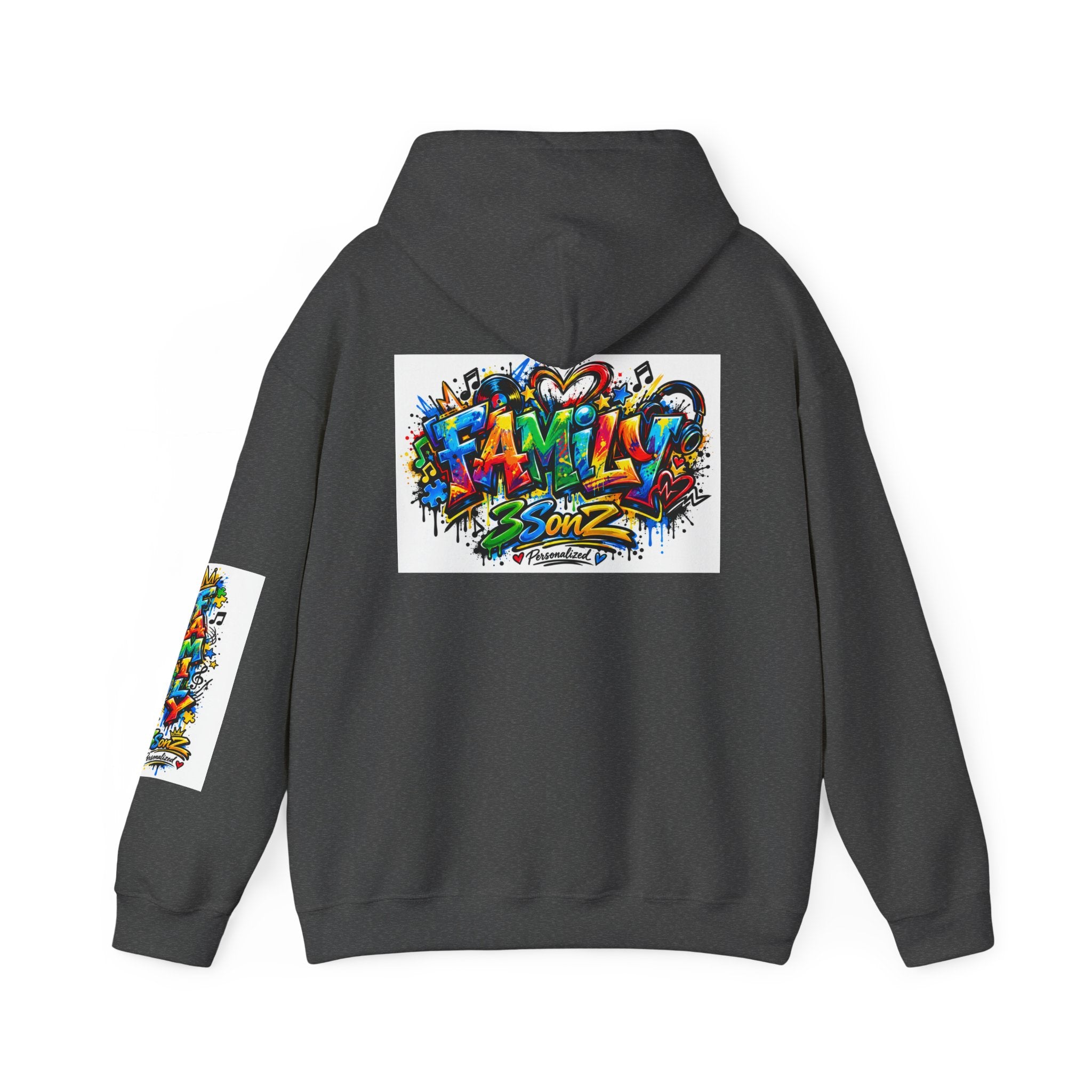 Graffiti Family Hoodie – Colorful Street Art Pullover ("Family" & "3Sonz")
