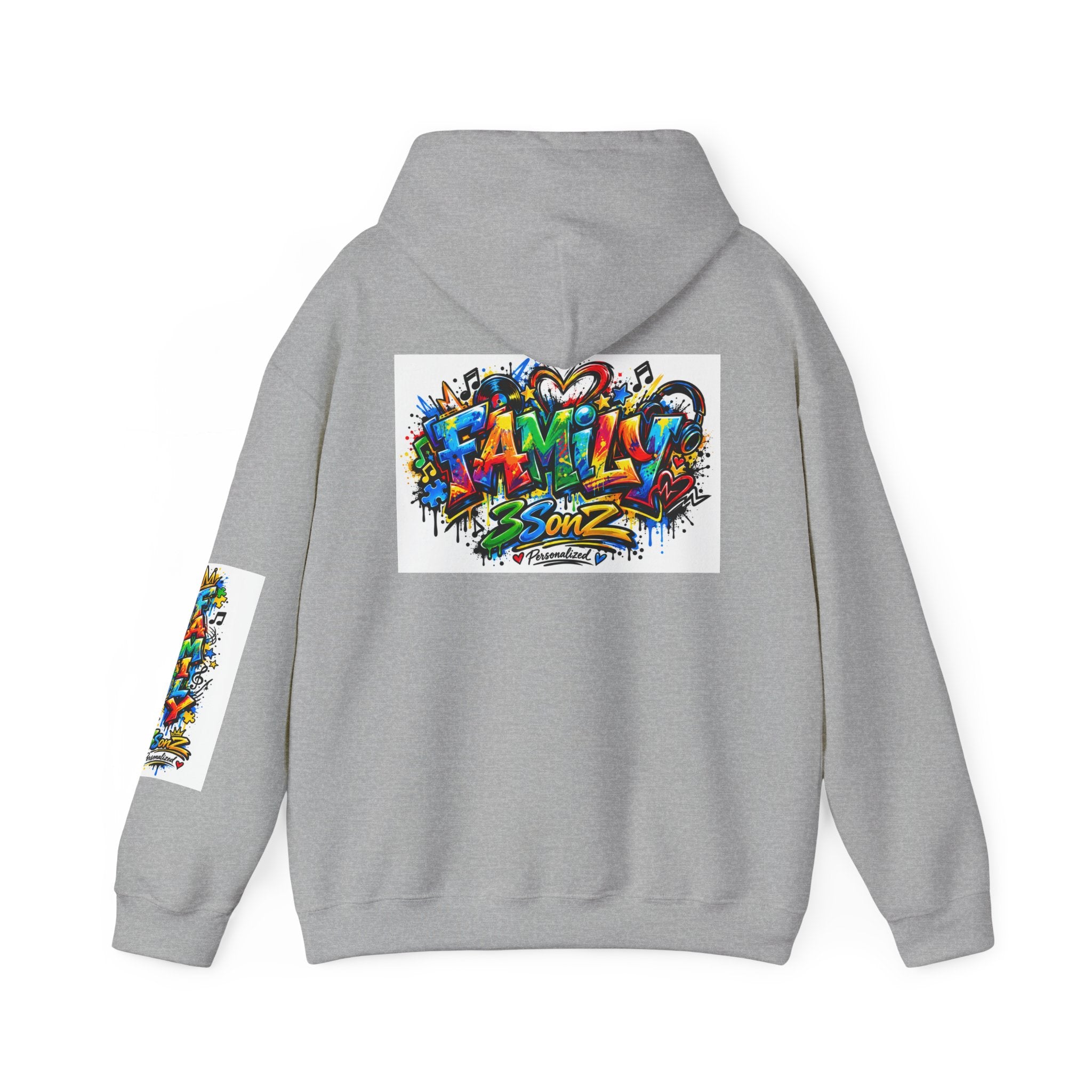 Graffiti Family Hoodie – Colorful Street Art Pullover ("Family" & "3Sonz")