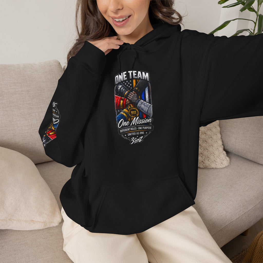 One Team One Mission Firefighter Police EMS Corrections Hoodie | We Got Each Other's Back