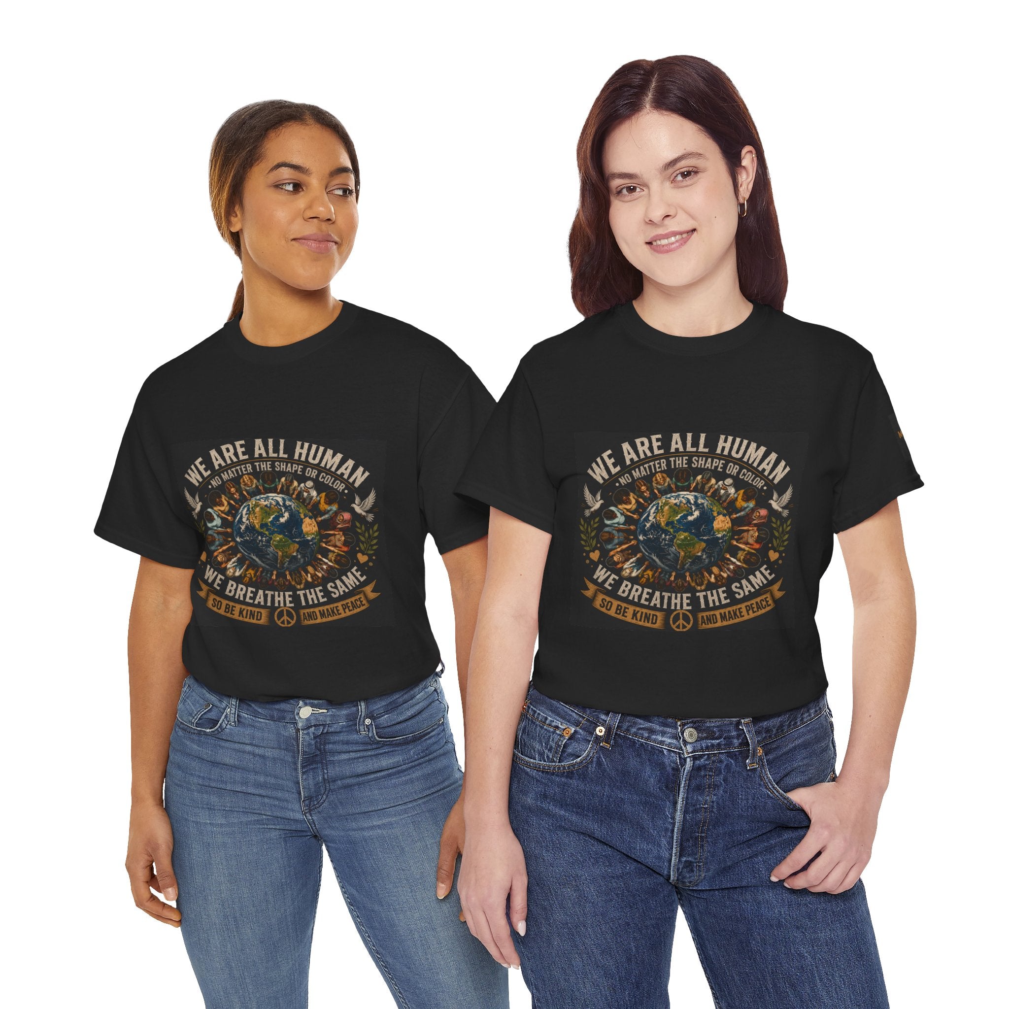 We Are All Human Earth Illustration T-Shirt | Peace, Unity, Be Kind