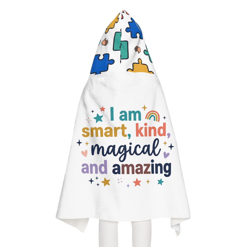 3SonZ I am smart kind magical and amazing Youth Hooded Towel | Rainbow affirmation