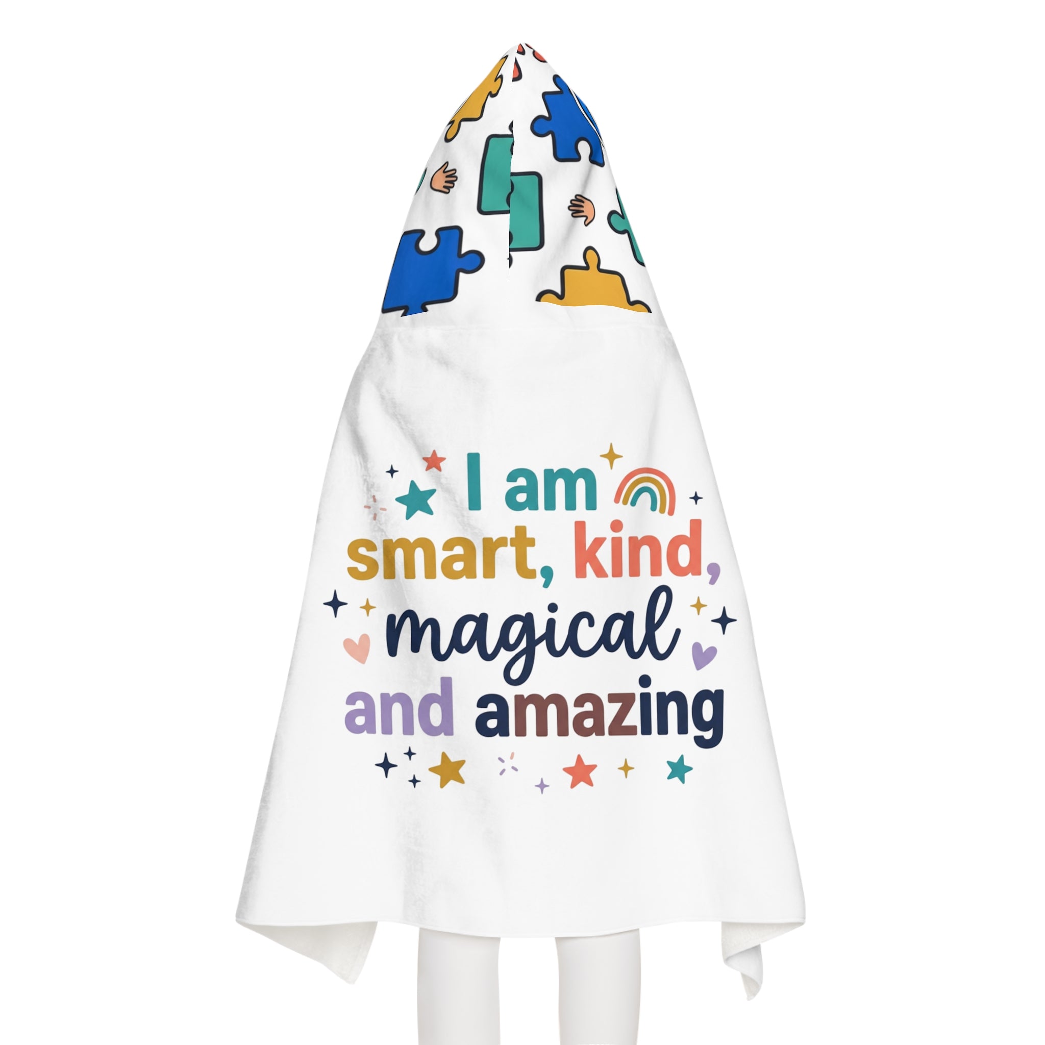 3SonZ I am smart kind magical and amazing Youth Hooded Towel | Rainbow affirmation