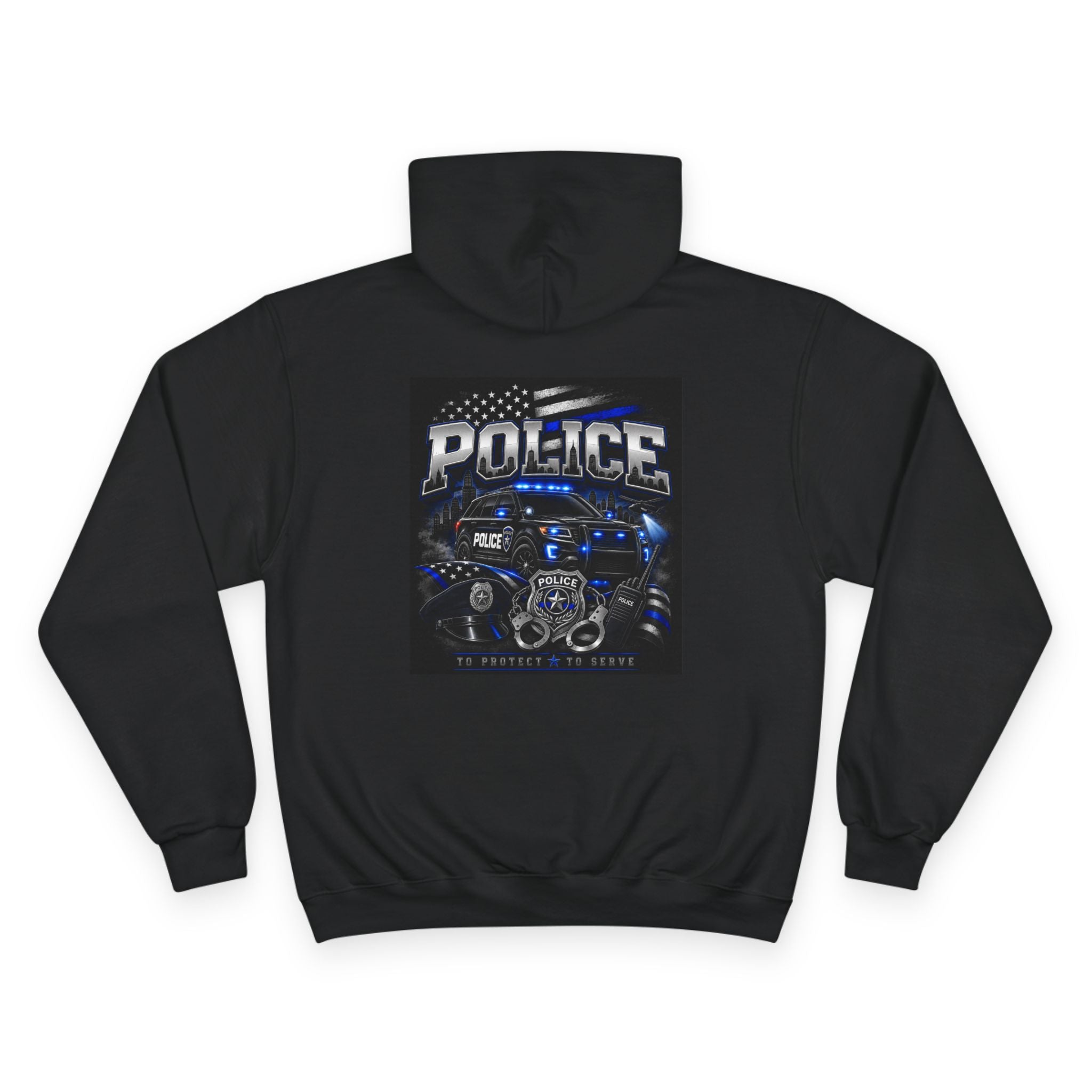 Police Lives Matter Hoodie | Thin Blue Line, Patrol Car Back Graphic