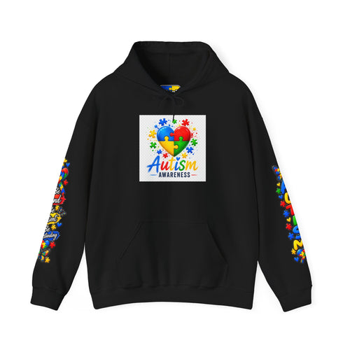 Autism Awareness Puzzle Heart Hoodie | Colorful Puzzle Sleeve Design