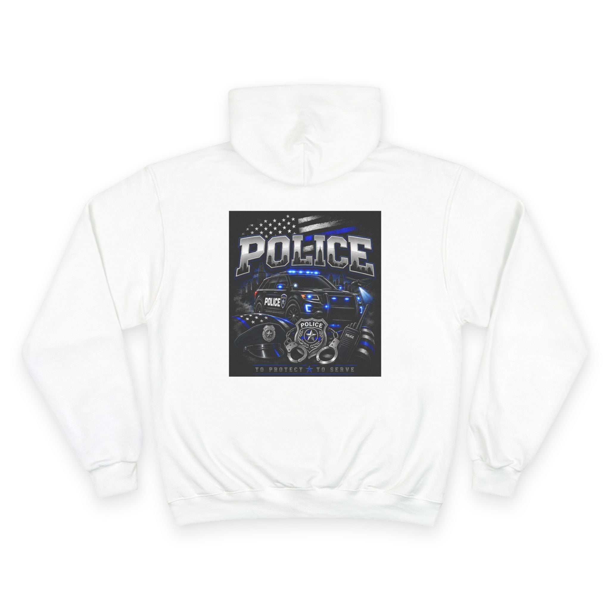 Police Lives Matter Hoodie | Thin Blue Line, Patrol Car Back Graphic