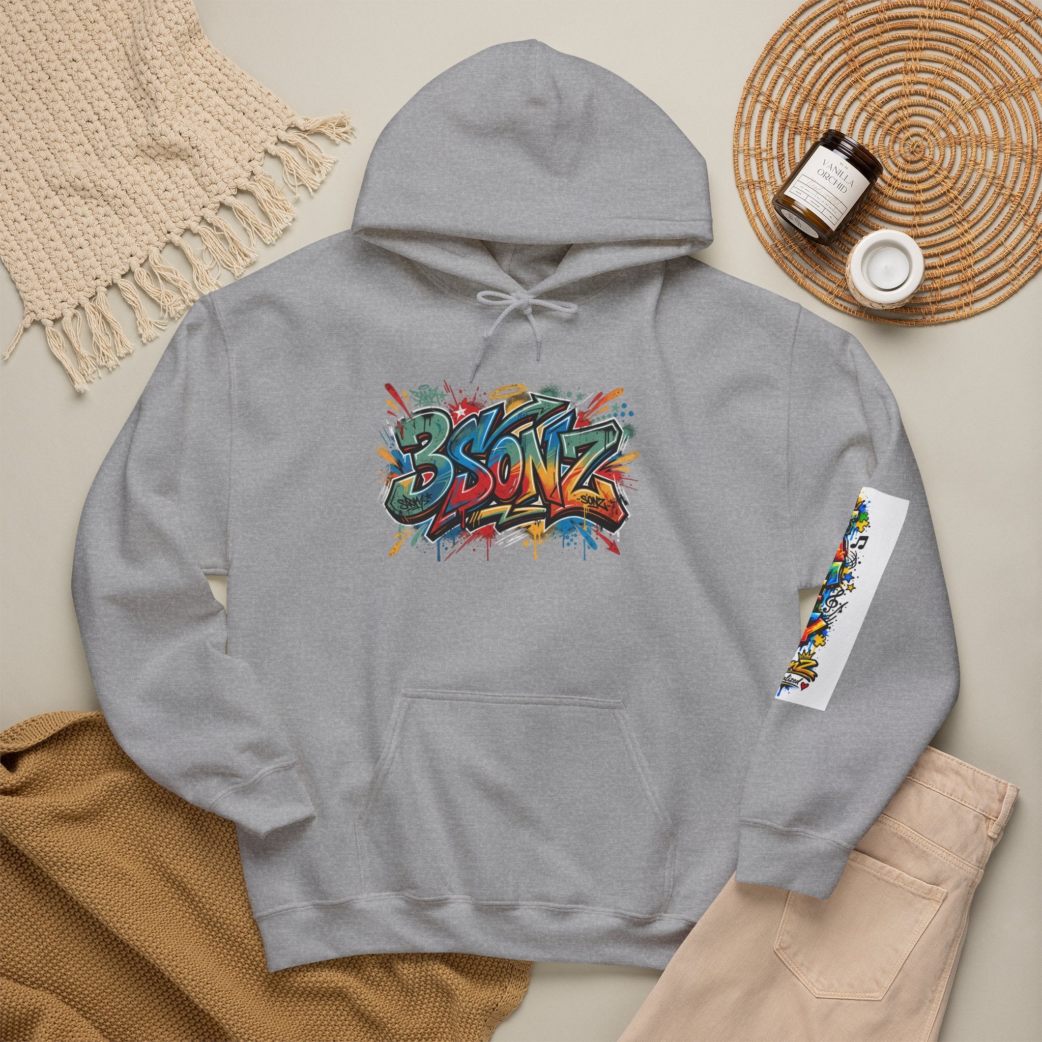 Graffiti Family Hoodie – Colorful Street Art Pullover ("Family" & "3Sonz")
