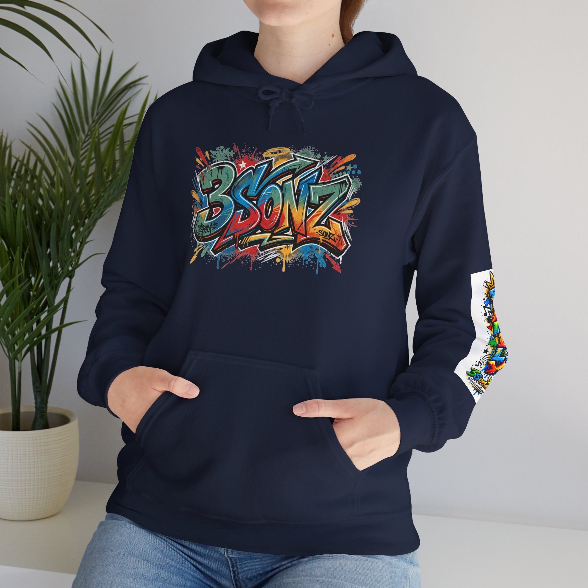 Graffiti Family Hoodie – Colorful Street Art Pullover ("Family" & "3Sonz")