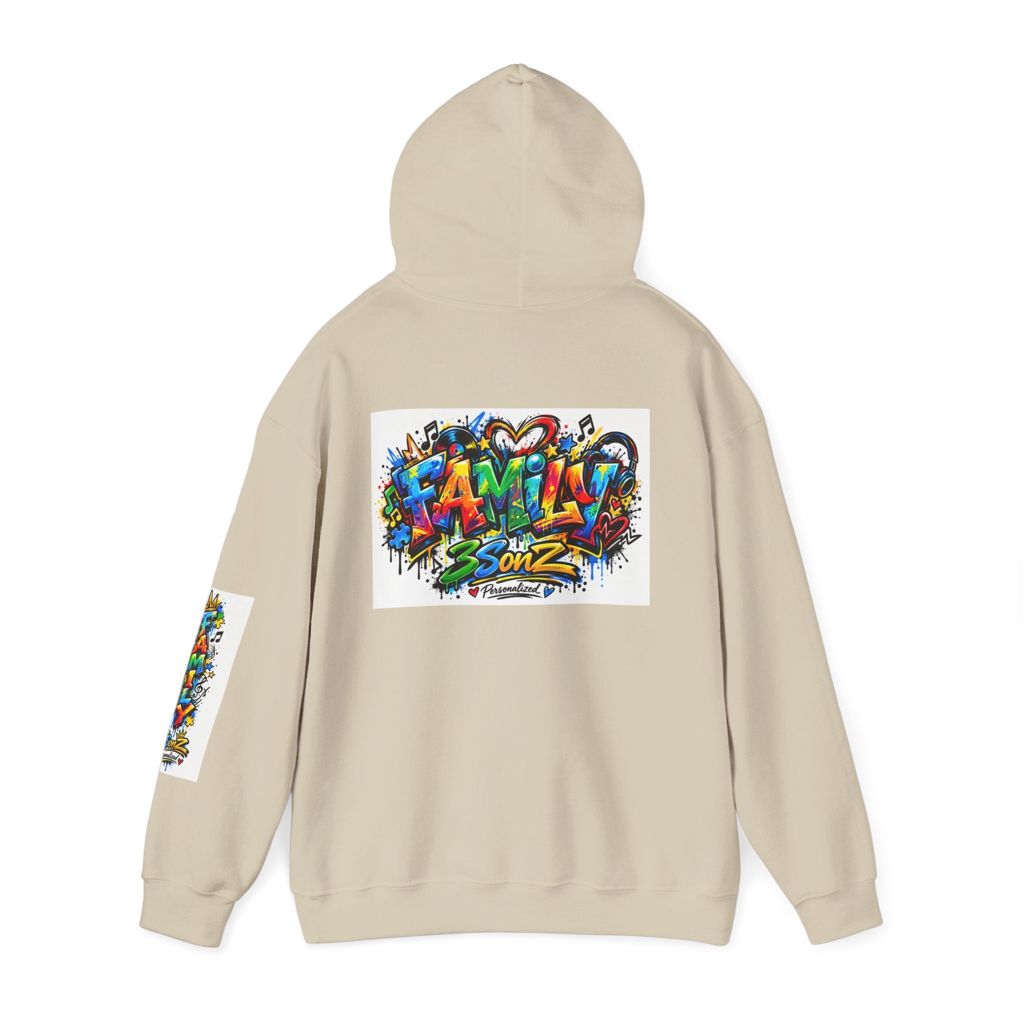 Graffiti Family Hoodie – Colorful Street Art Pullover ("Family" & "3Sonz")