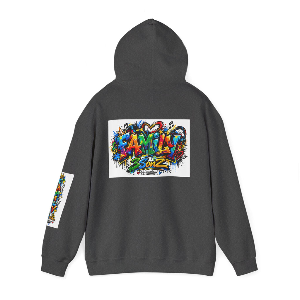 Graffiti Family Hoodie – Colorful Street Art Pullover ("Family" & "3Sonz")