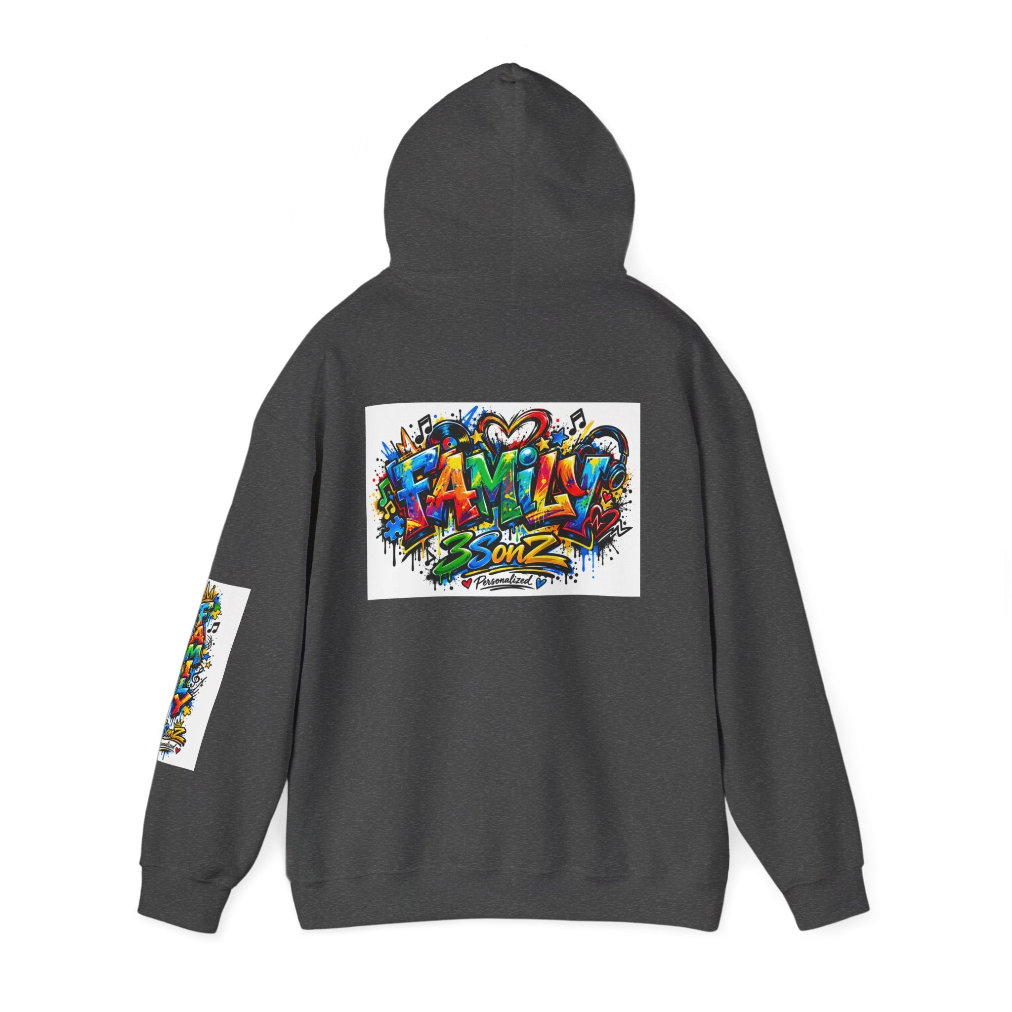 Graffiti Family Hoodie – Colorful Street Art Pullover ("Family" & "3Sonz")