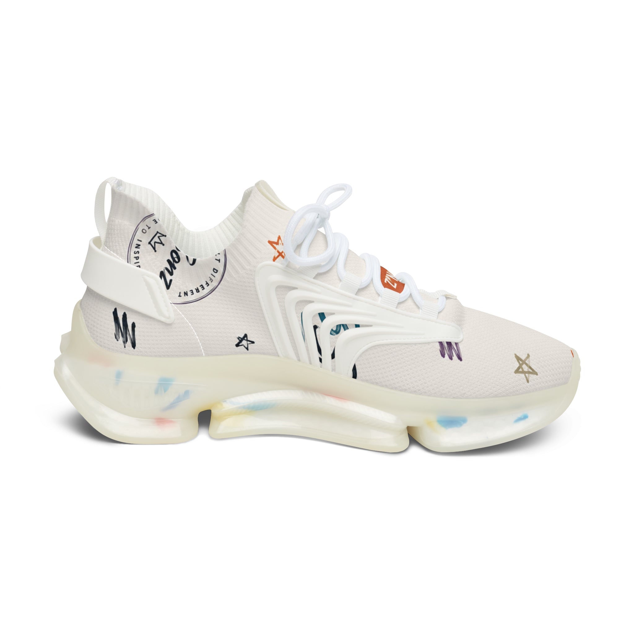 3SonZ Multicolor Number & Star Pattern Women's Mesh Sneakers | Breathable Athletic Shoes