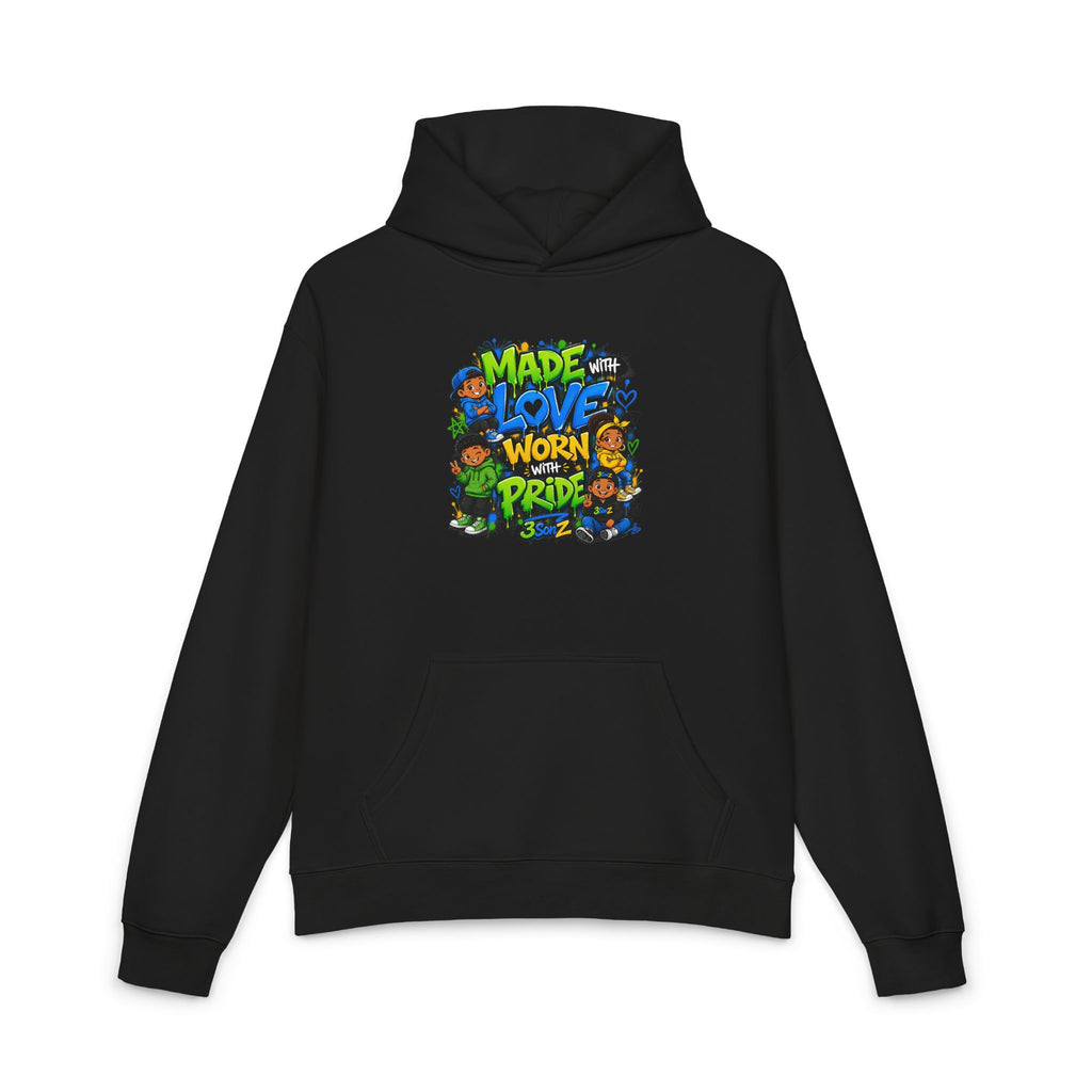 Pride Hoodie — "Made with Love Worn with Pride" Floral Rainbow Design